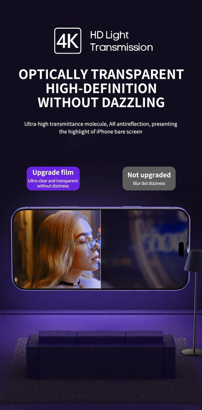 Película de Vidro Temperado 8K para iPhone - 2 Peças com Instalação Fácil e Protetor de Privacidade