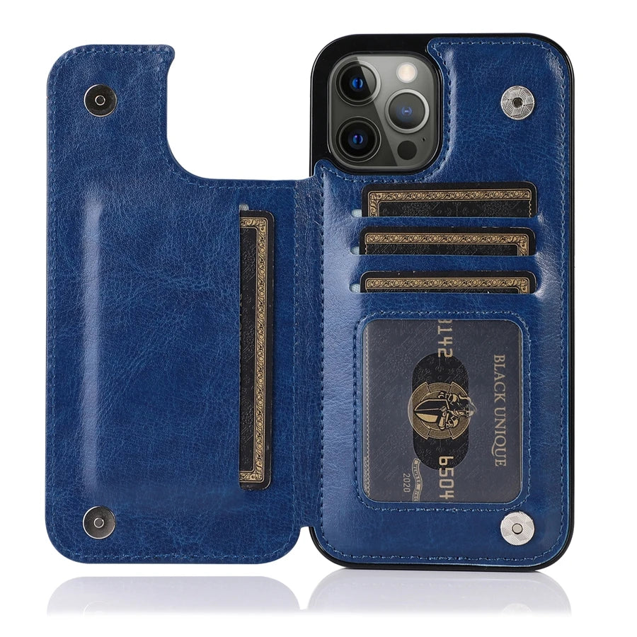 Capa para iPhone com Carteira Multi Card Holder - Design Retrô e Flip Prático